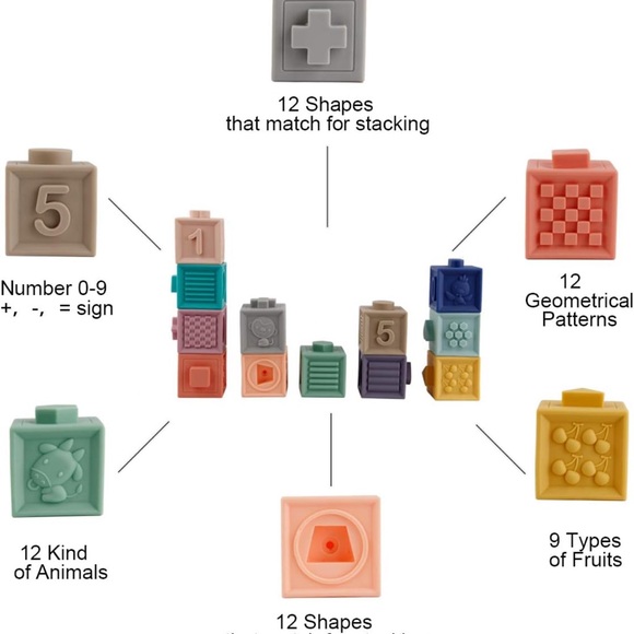 Soft Building Blocks Baby Toy Teethers 12PCS - Picture 6 of 8